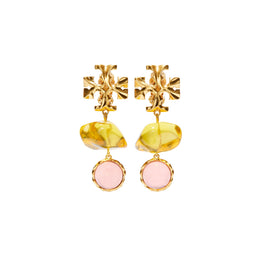 Women Roxanne Double-Drop Earring - Rolled Brass / Yellow / Pink