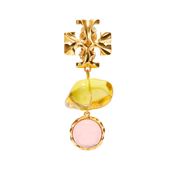 Women Roxanne Double-Drop Earring - Rolled Brass / Yellow / Pink