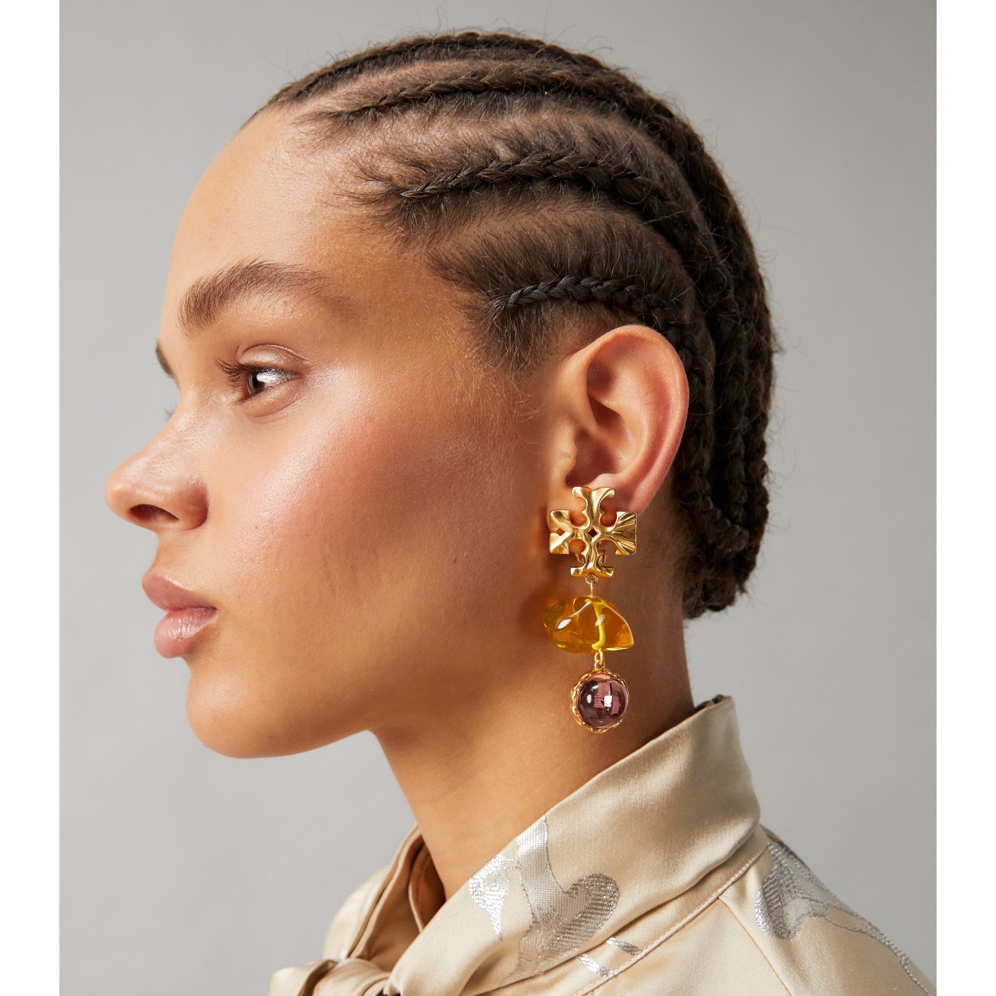 Women Roxanne Double-Drop Earring - Rolled Brass / Yellow / Pink