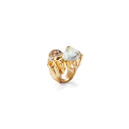 Women Roxanne Statement Ring - Brass / Clear