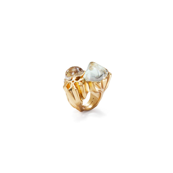 Women Roxanne Statement Ring - Brass / Clear