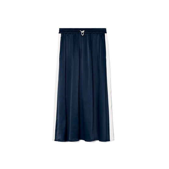 Women Satin Track Skirt - Tory Navy / Snow White