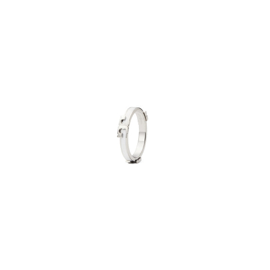 Women Serif-T Enamel Stackable Ring - Tory Silver / Crisp Blue