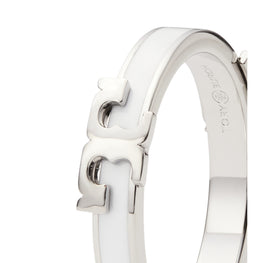 Women Serif-T Enamel Stackable Ring - Tory Silver / Crisp Blue