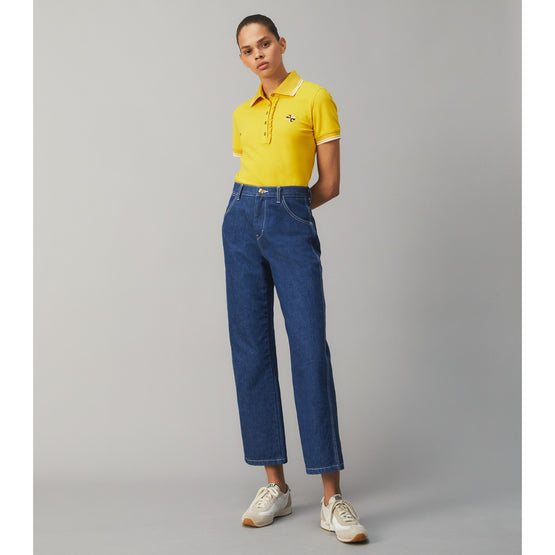 Women Ruffle Polo - Golden Chartreuse