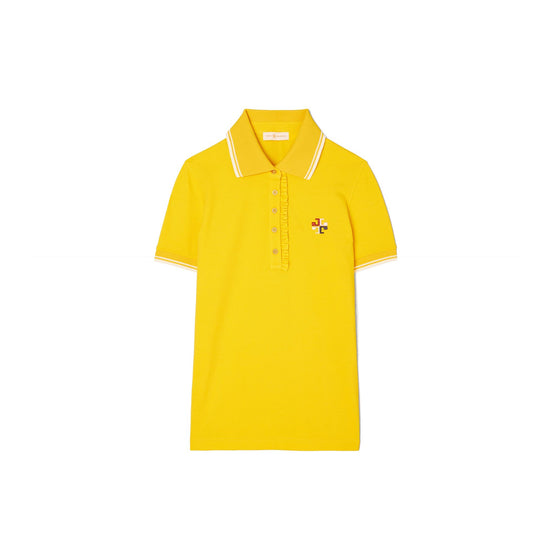 Women Ruffle Polo - Golden Chartreuse