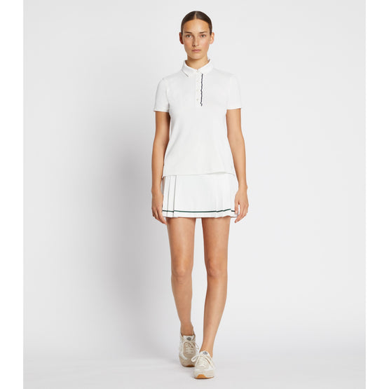 Women Tech Twill Pleated Tennis Skirt - Snow White / Evergreen