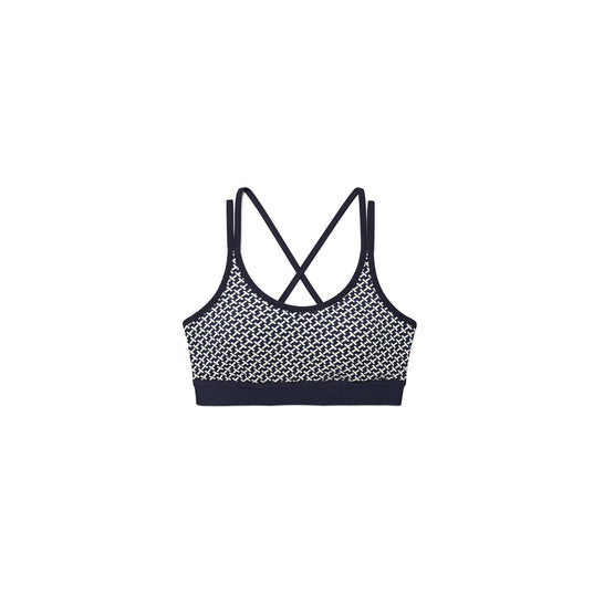 Women Printed Cross-Back Bra - Tory Navy Diagonal T