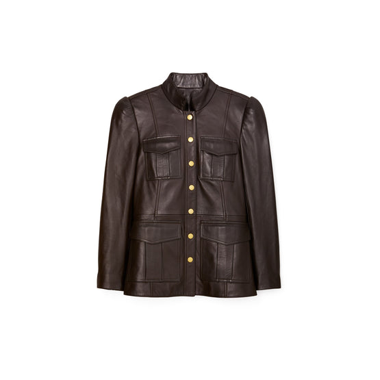 Women Leather Sargent Pepper Jacket - Deep Chocolate Leather