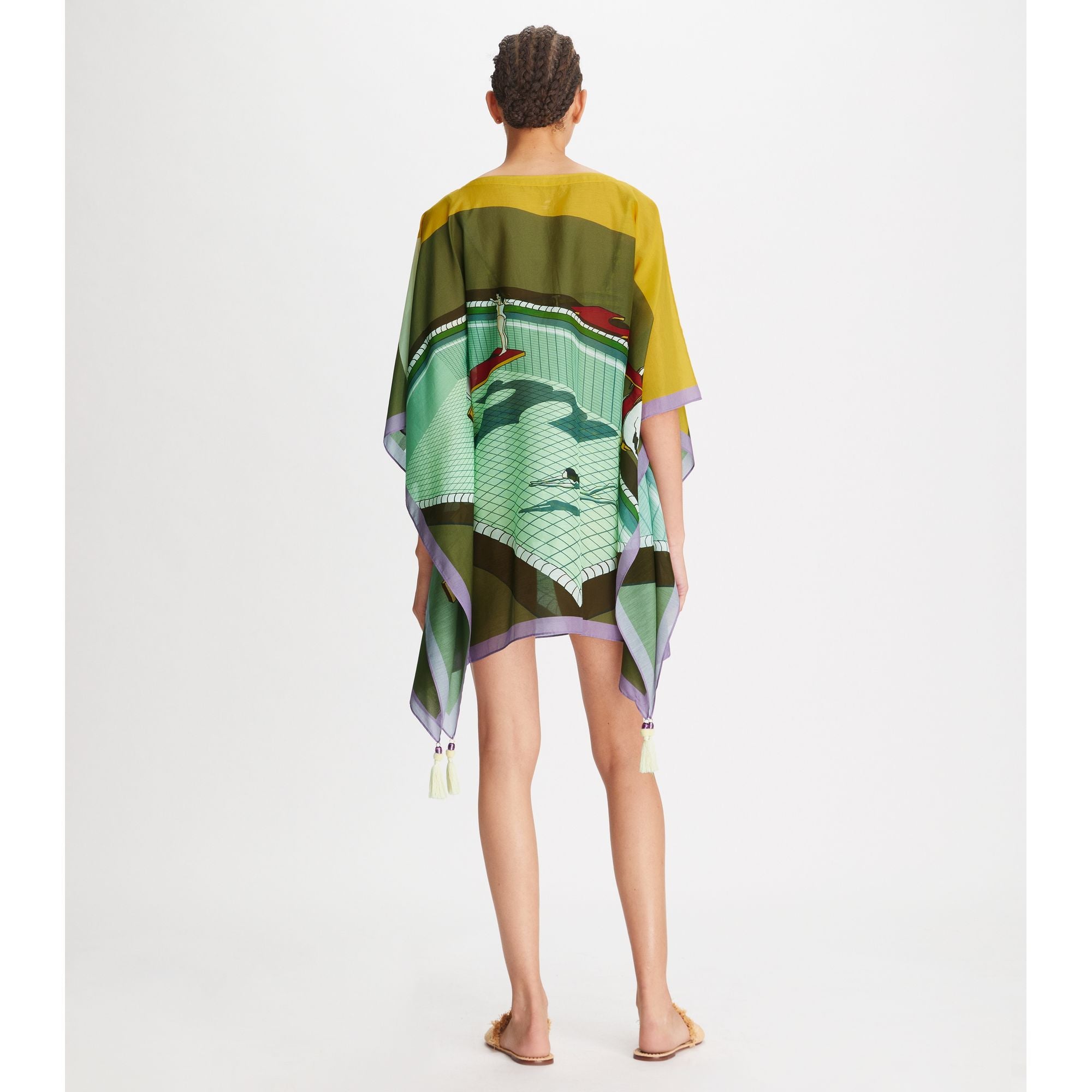 Women Printed Beach Caftan - Pelican Reef Mint