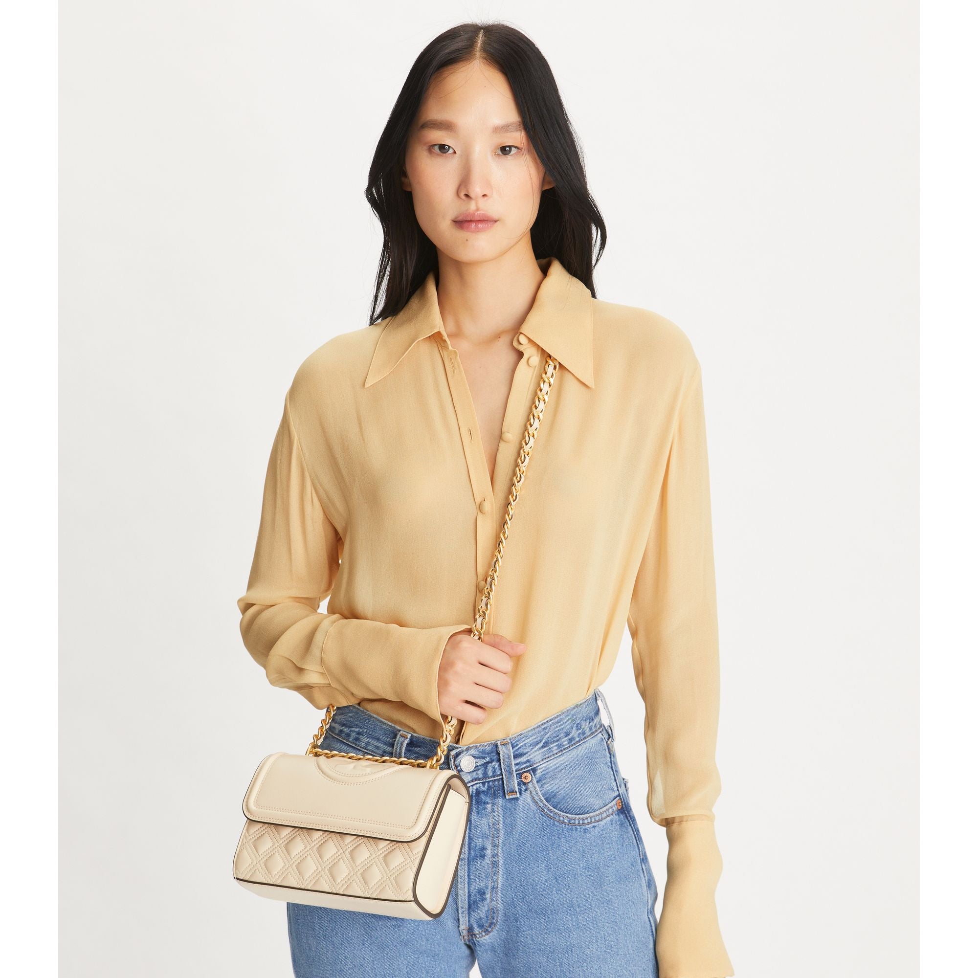 Women Fleming Small Convertible Shoulder Bag - New Cream