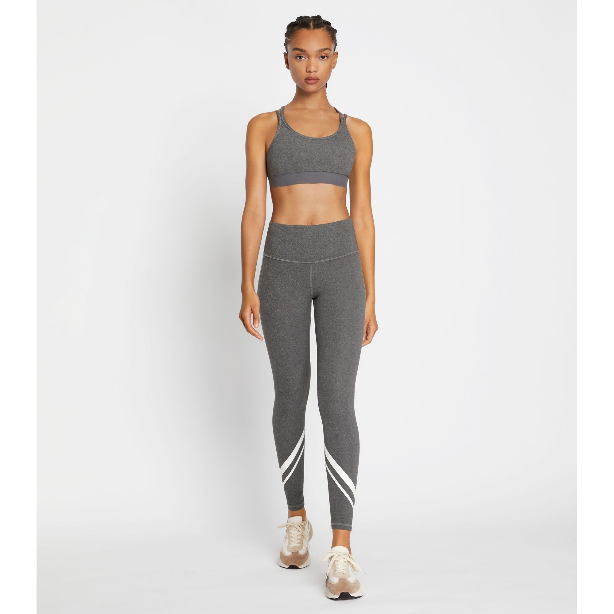 Women High-Rise Compression Melange Pocket Leggings - Dark Grey Heather