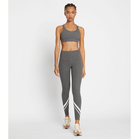 Women High-Rise Compression Melange Pocket Leggings - Dark Grey Heather