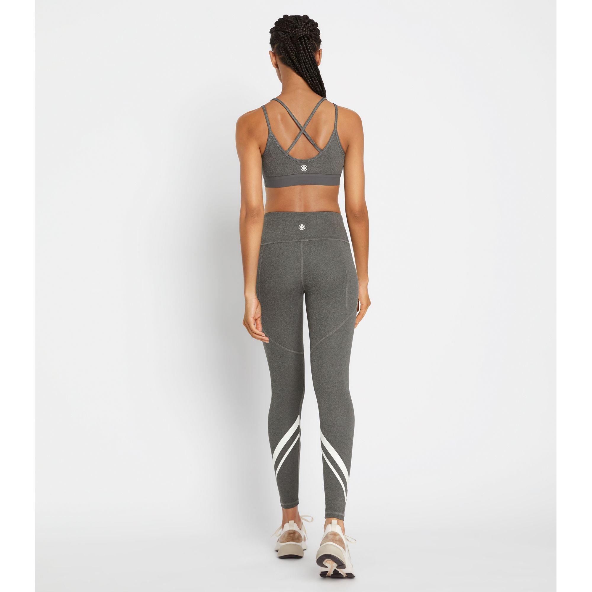 Women High-Rise Compression Melange Pocket Leggings - Dark Grey Heather