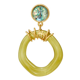 Women Doorknocker Earring - Rolled Brass / Green Multi