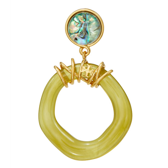 Women Doorknocker Earring - Rolled Brass / Green Multi