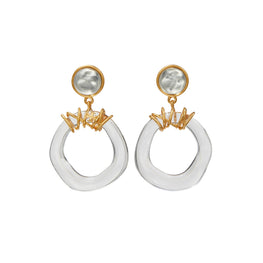 Women Doorknocker Earring - Rolled Brass / Clear