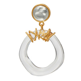 Women Doorknocker Earring - Rolled Brass / Clear