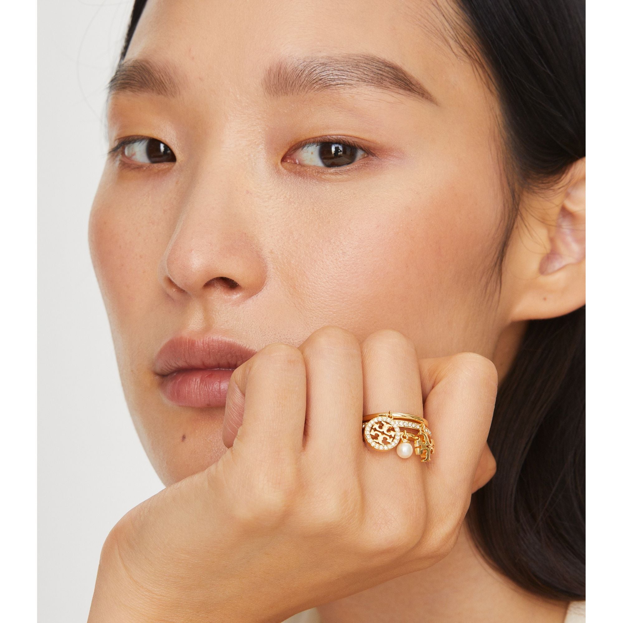 Women Miller Pave Charm Ring - Tory Silver / Crystal / Pearl
