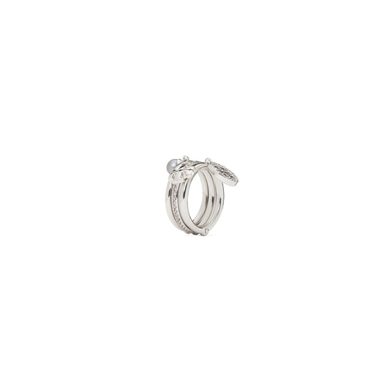 Women Miller Pave Charm Ring - Tory Silver / Crystal / Pearl