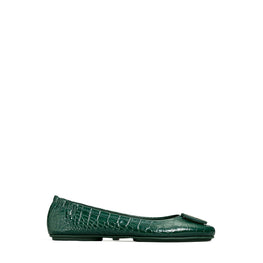 Women Minnie Travel Ballet With Leather Logo - Verde- Croc