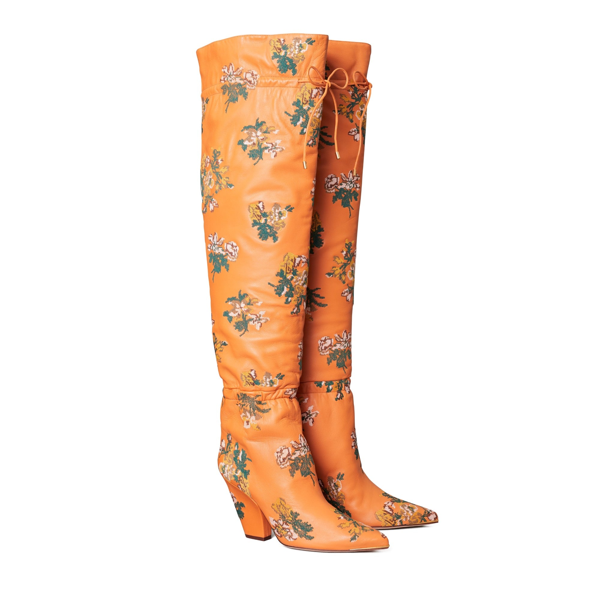 Women Lila 90Mm Embroidered Otk Scrunch Boot - Baked Terracotta