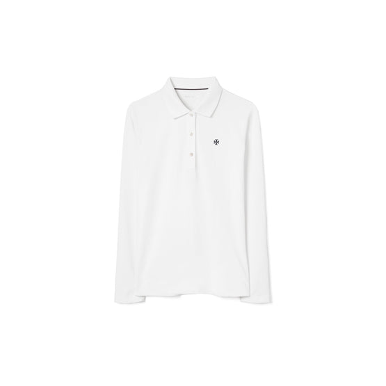 Women Classic Tech Pique Long-Sleeve Polo - Snow White