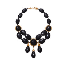 Women Roxanne Wrapped Statement Necklace - Rolled Brass / Black