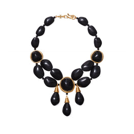 Women Roxanne Wrapped Statement Necklace - Rolled Brass / Black