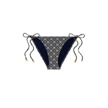 Women Printed String Bikini Bottom - T Monogram Tory Navy / Sesame