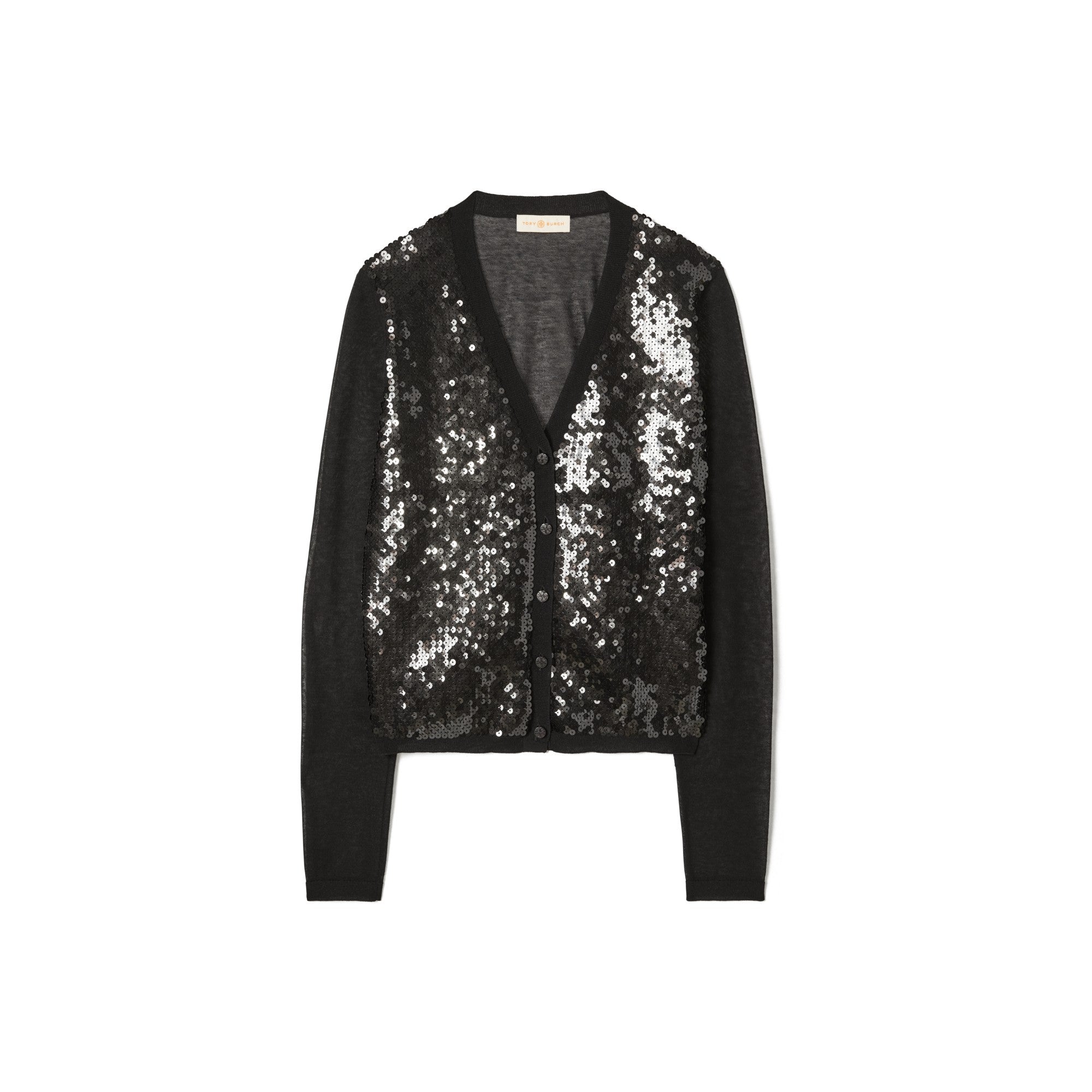 Women Sequin-Front Cardigan - Black