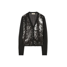 Women Sequin-Front Cardigan - Black