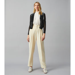 Women Sequin-Front Cardigan - Black