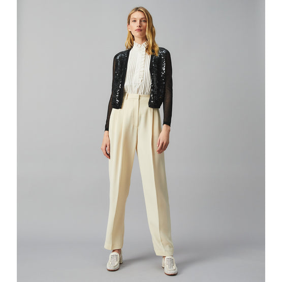 Women Sequin-Front Cardigan - Black