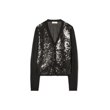Women Sequin-Front Cardigan - Black