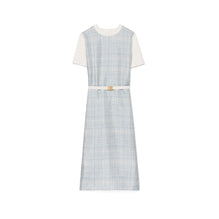 Women Greer Dress - New Ivory/Dusted Blue Crosshatch