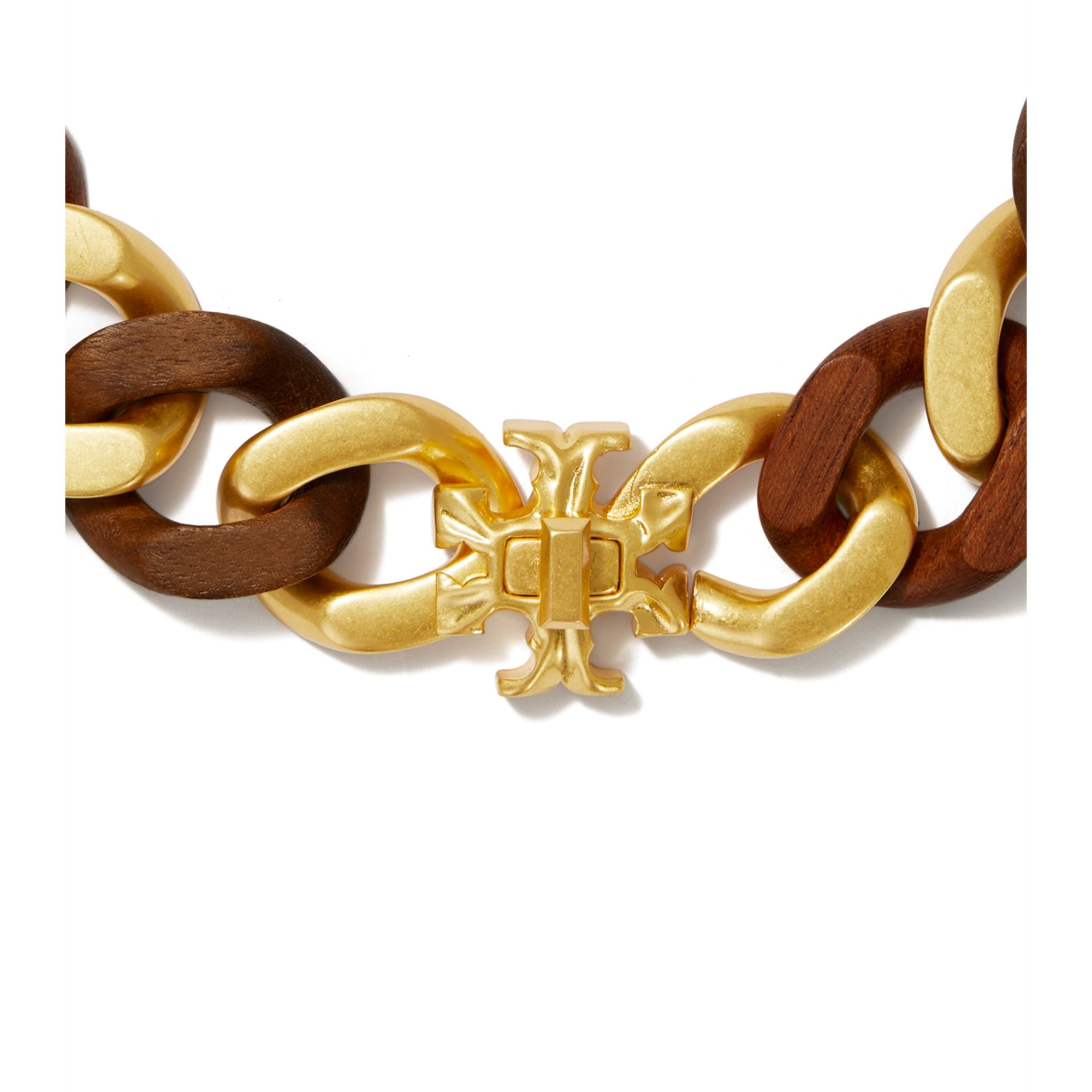 Women Roxanne Wood Statement Necklace - Rolled Brass / Wood