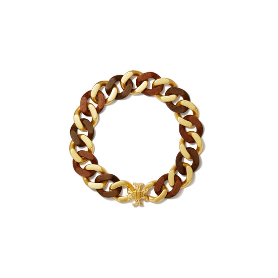 Women Roxanne Wood Statement Necklace - Rolled Brass / Wood