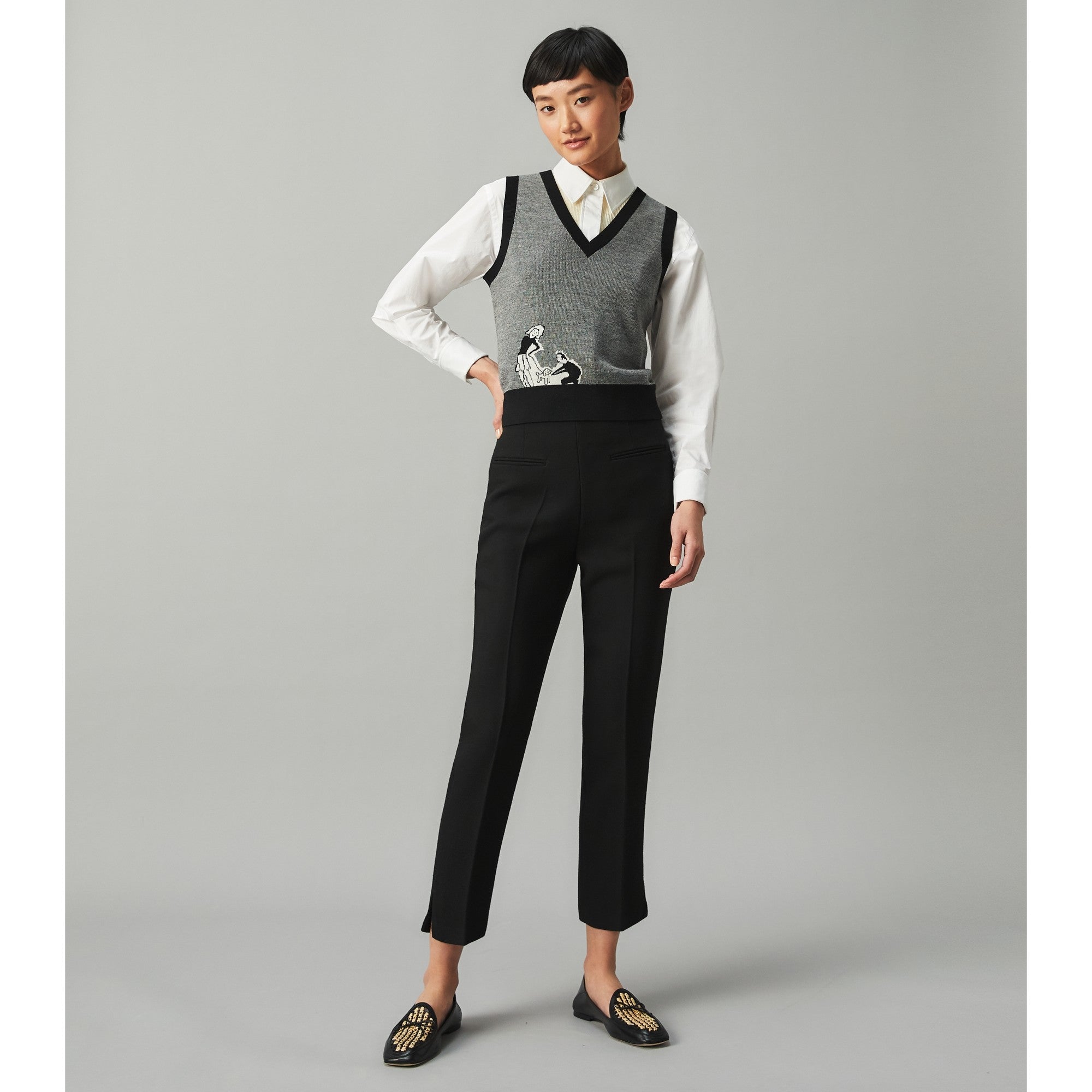 Women Twill Crepe Pant - Black