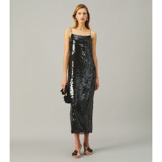 Women Sequin Slip Dress - Dark Scarlet