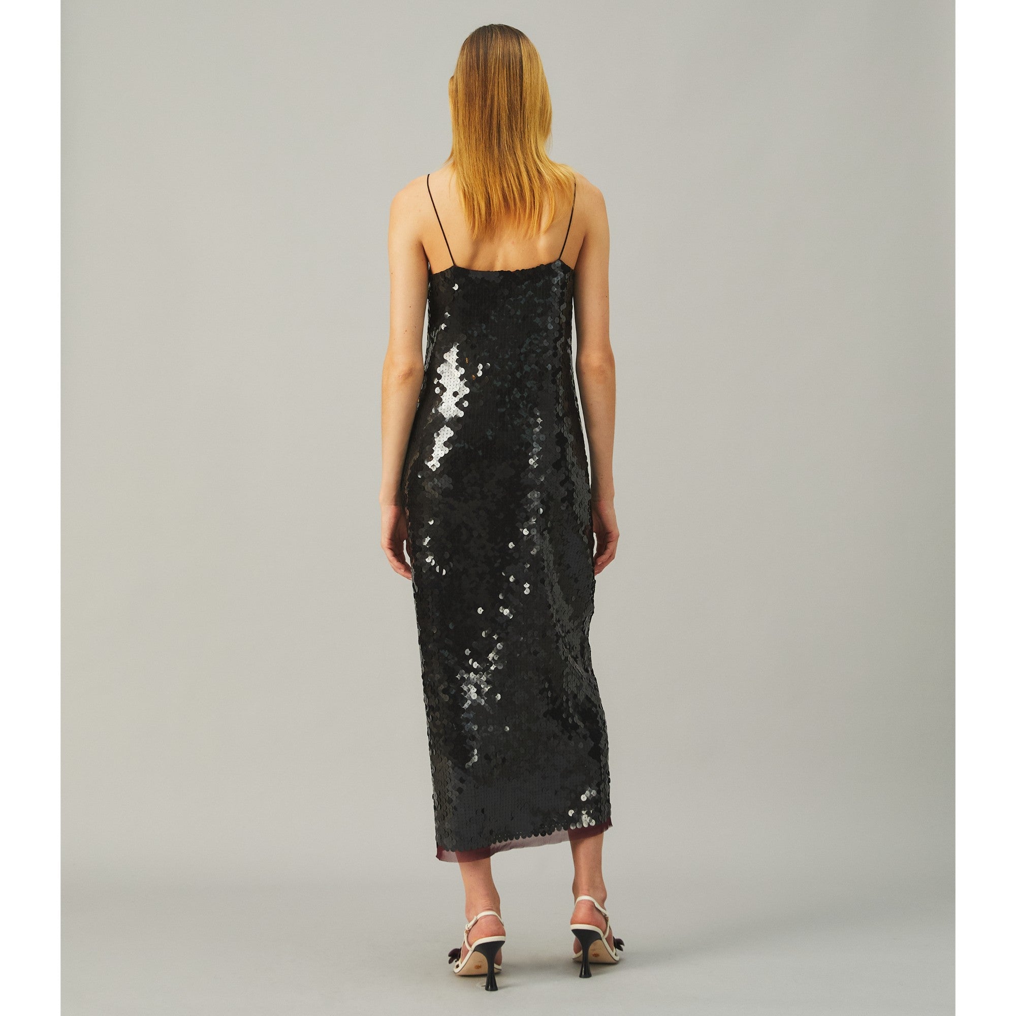 Women Sequin Slip Dress - Dark Scarlet