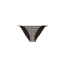 Women Printed Triangle Bikini Bottom - Black / New Ivory Gingham