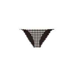 Women Printed Triangle Bikini Bottom - Black / New Ivory Gingham