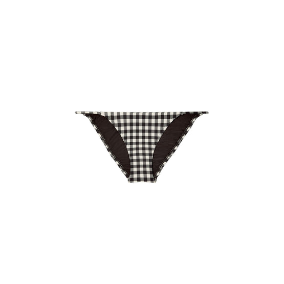 Women Printed Triangle Bikini Bottom - Black / New Ivory Gingham