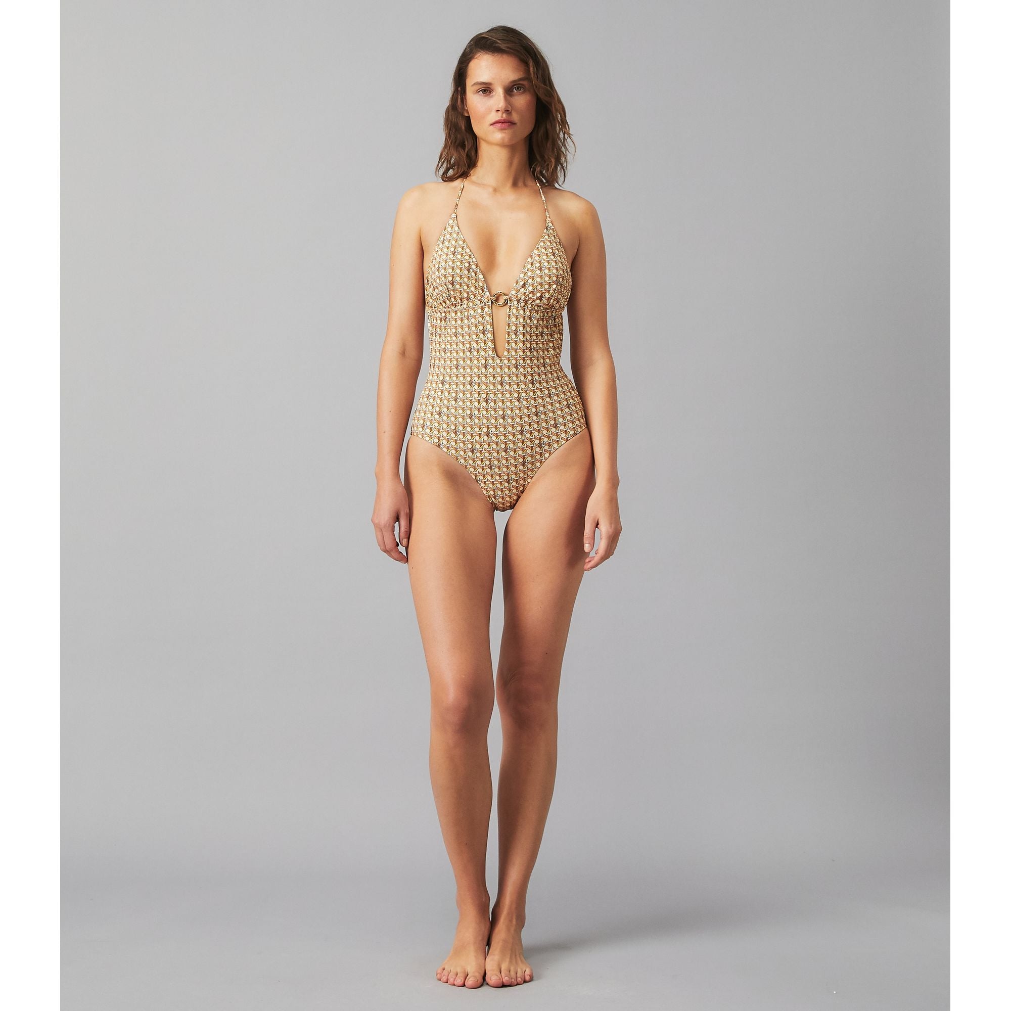 Women Printed Ring One-Piece - Buttermilk Basketweave