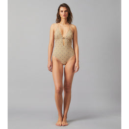 Women Printed Ring One-Piece - Buttermilk Basketweave