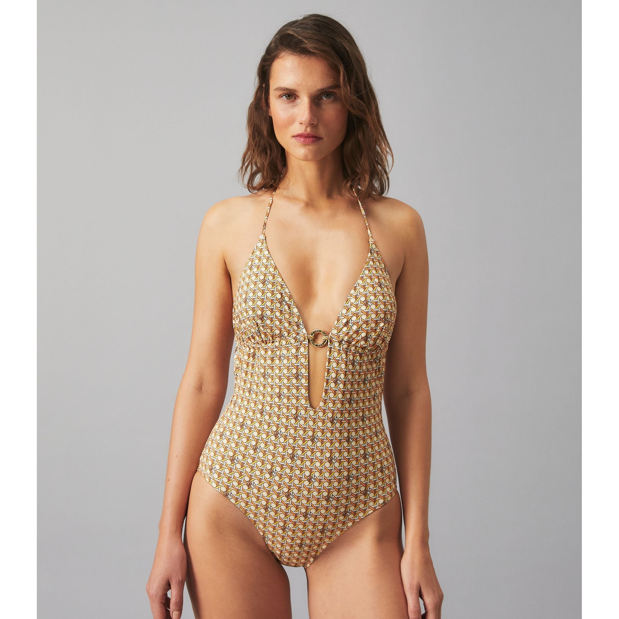 Women Printed Ring One-Piece - Buttermilk Basketweave