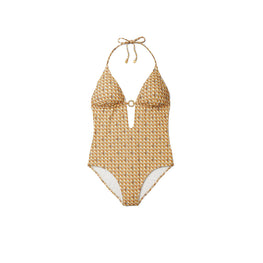 Women Printed Ring One-Piece - Buttermilk Basketweave