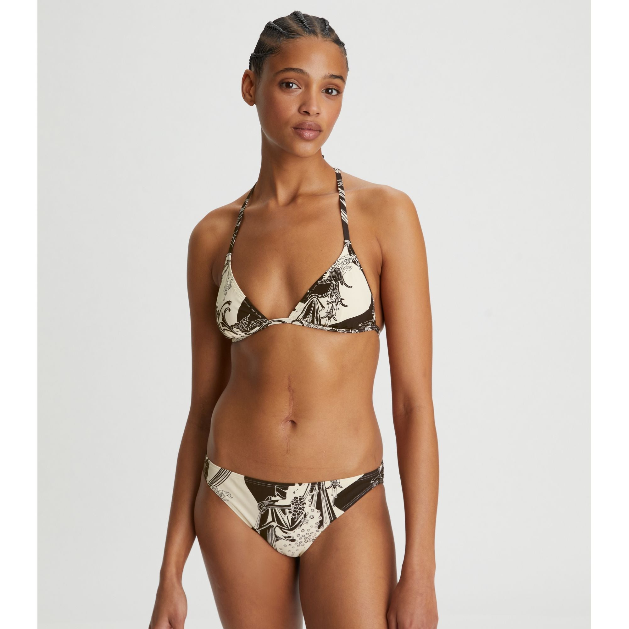 Women Printed Bikini Bottom - French Cream Muse