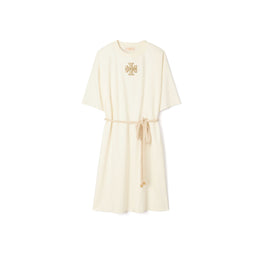 Women Embellished Logo T-Shirt Dress - New Ivory